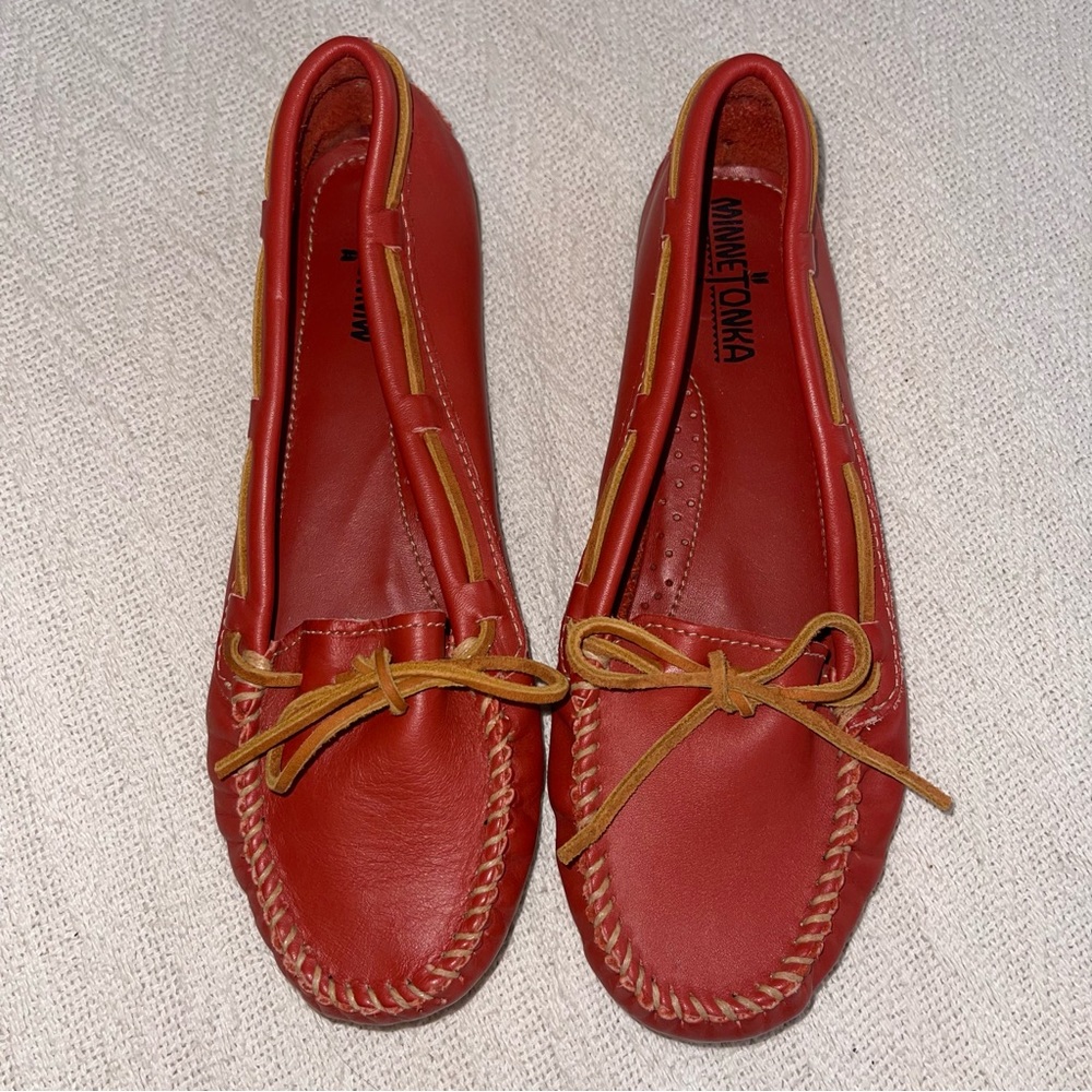 Genuine Leather Minnetonka Moccasins in Redwood
